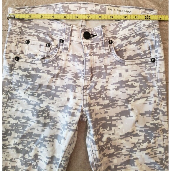 Rag & Bone Womens 25 Gray / White Geometric Printed 5 Pocket Skinny Jeans - Picture 5 of 7